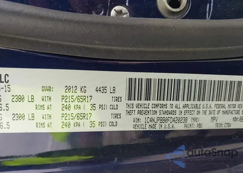 2015 Jeep Patriot Sport z USA, uszkodzony, nr VIN 1C4NJPBB0FD420238